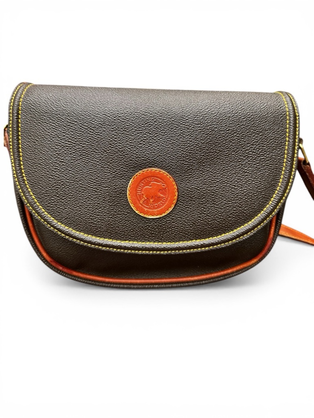 Vintage Hunting World Leather Crossbody Safari Bag Elephant Logo Italy